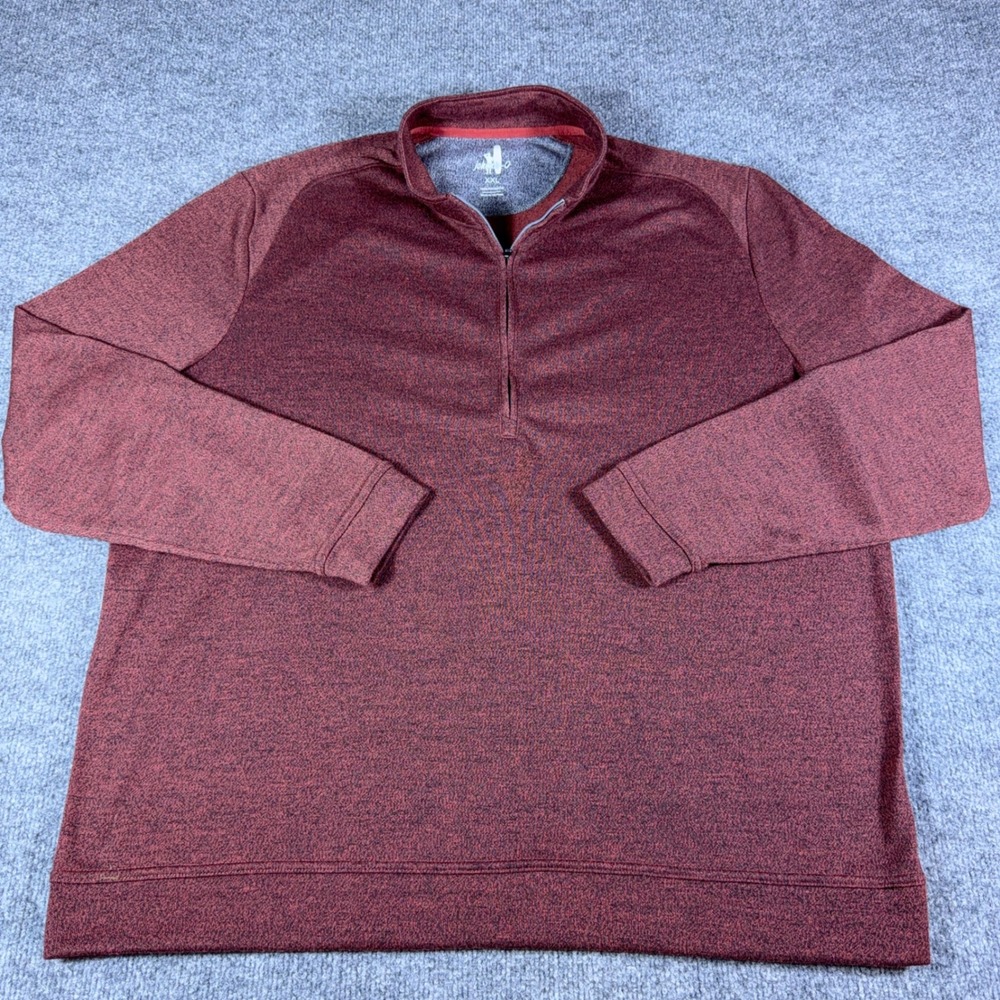 Johnnie-O Mens XXL 1/4 Zip Pullover Heathered Burgundy Red Long Sleeve Sweater